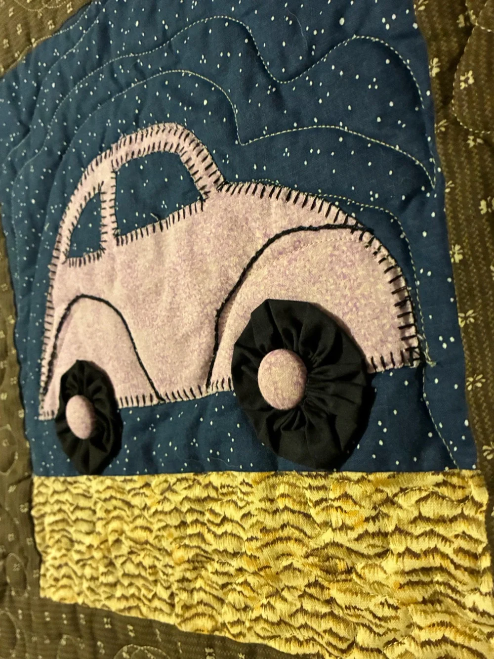 Handmade 2009 Volkswagen Beetle Bug Patchwork Quilt
